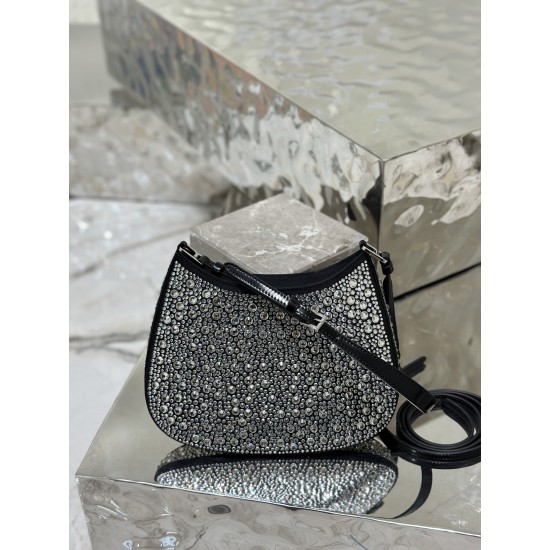 Prada Cleo satin bag with crystals Size: 22x18.5x4.5CM