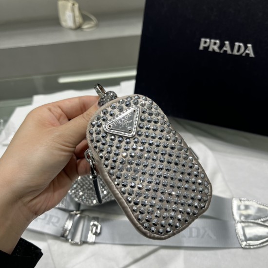 PRADA TRIANGLE CRYSTAL SHOULDER BAG SIZE:20X27.5X20cm