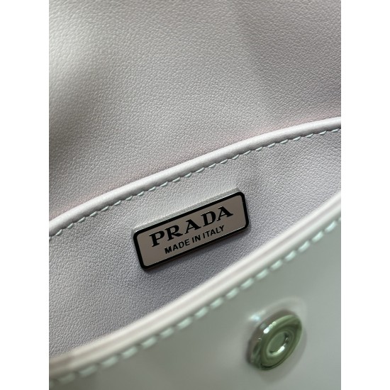 Prada Cleo brushed leather shoulder bag with flap Size:22x15.5x4cm