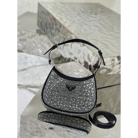 Prada Cleo satin bag with crystals Size: 22x18.5x4.5CM