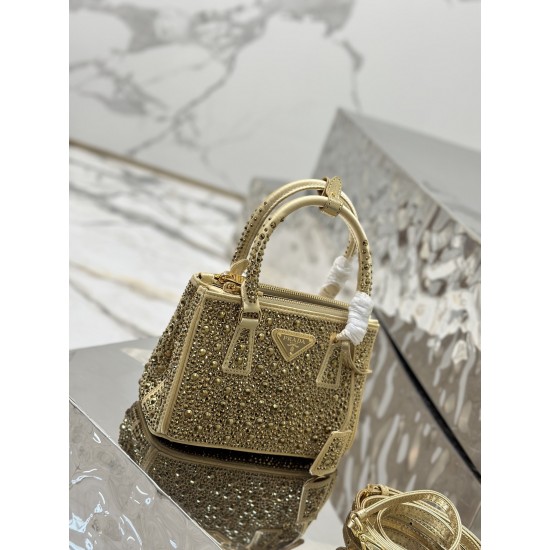 Prada Galleria satin mini-bag with crystals Size: 20x15x9.5CM