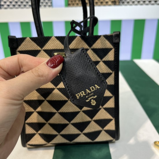 Prada Symbole embroidered fabric mini bag  Size: 19×6×17CM