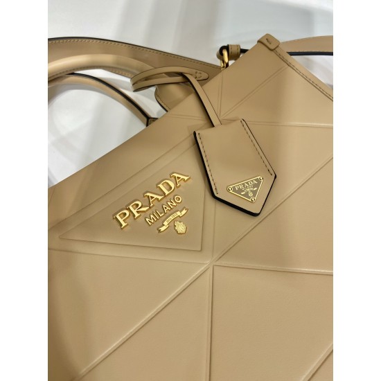 Small leather Prada Symbole bag with topstitching  Size: 30x23x9CM