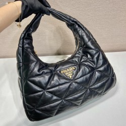 Prada Large, topstitched nappa-leather bag Size: 40x27x11.5CM