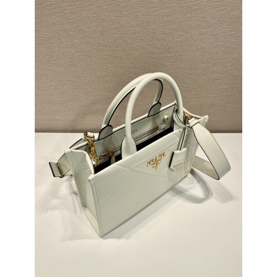 Small leather Prada Symbole bag with topstitching  Size: 30x23x9CM