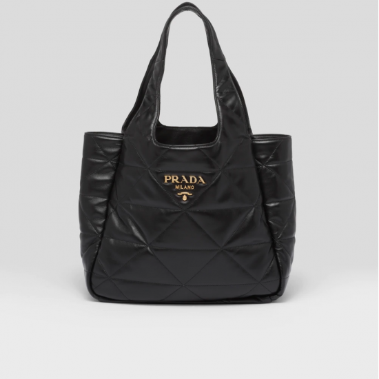 Medium nappa-leather tote bag with topstitching