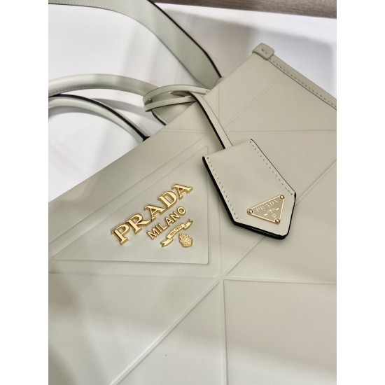 Small leather Prada Symbole bag with topstitching  Size: 30x23x9CM