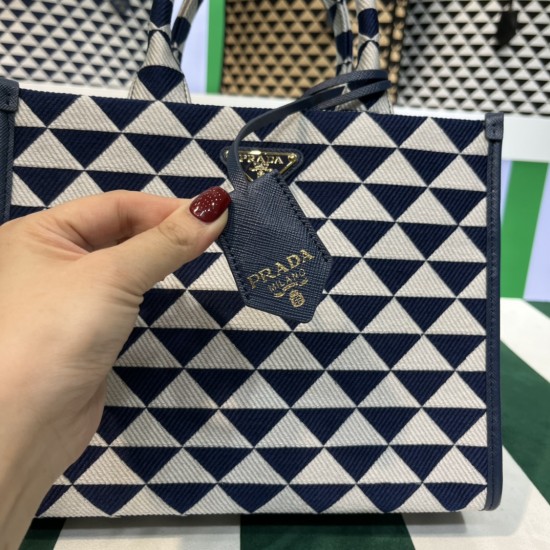 Small Prada Symbole embroidered fabric handbag  Size: 22×9×28CM