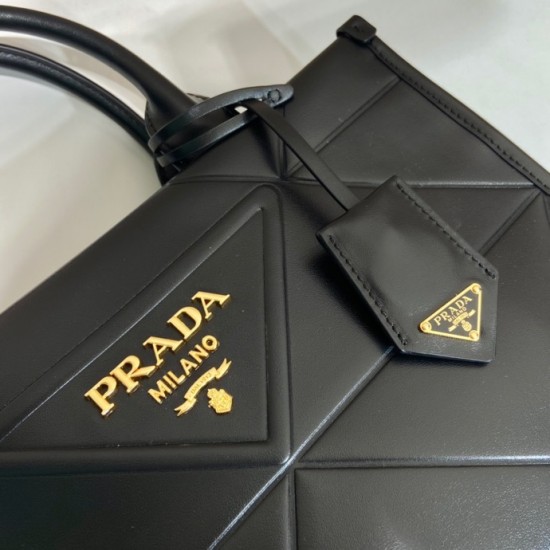 Small leather Prada Symbole bag with topstitching  Size: 30x23x9CM