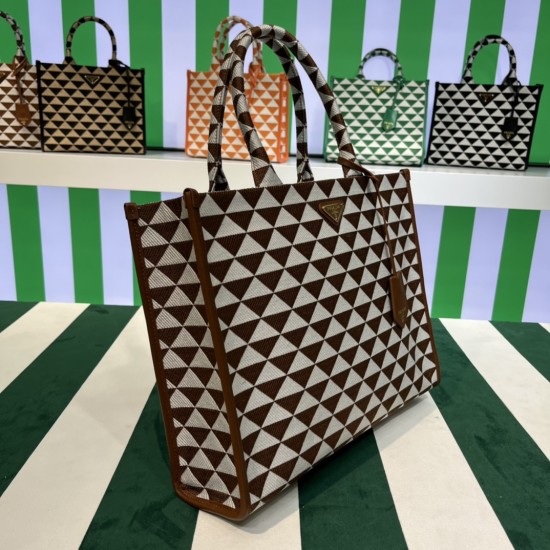 Large Prada Symbole embroidered fabric handbag  Size: 31×11×39CM