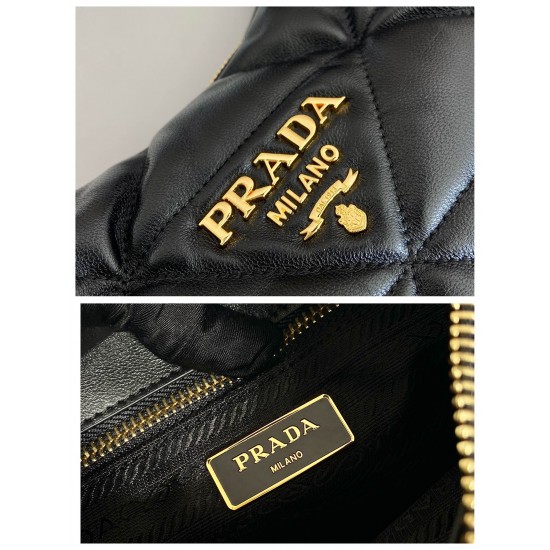 Prada Large, topstitched nappa-leather bag Size: 40x27x11.5CM