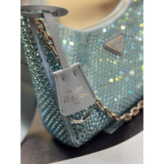 Prada Re-Edition 2005 satin bag with crystals