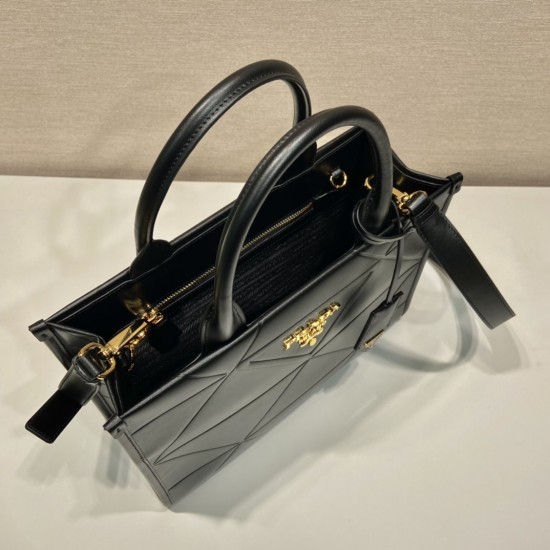 Small leather Prada Symbole bag with topstitching  Size: 30x23x9CM