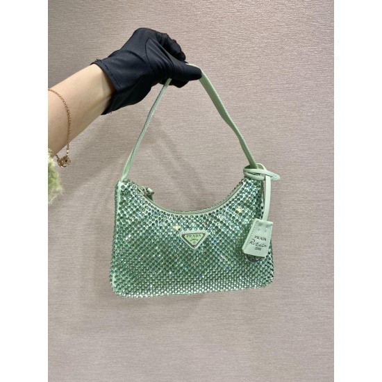 Prada Satin mini-bag with artificial crystals Size: 22x17x6CM