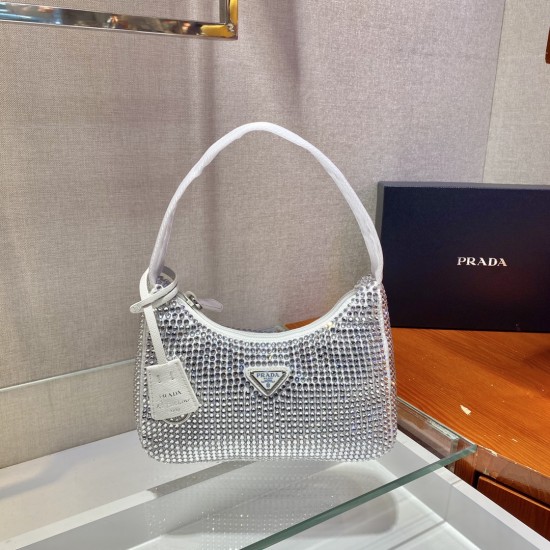 Prada Satin mini-bag with artificial crystals Size: 22x17x6CM