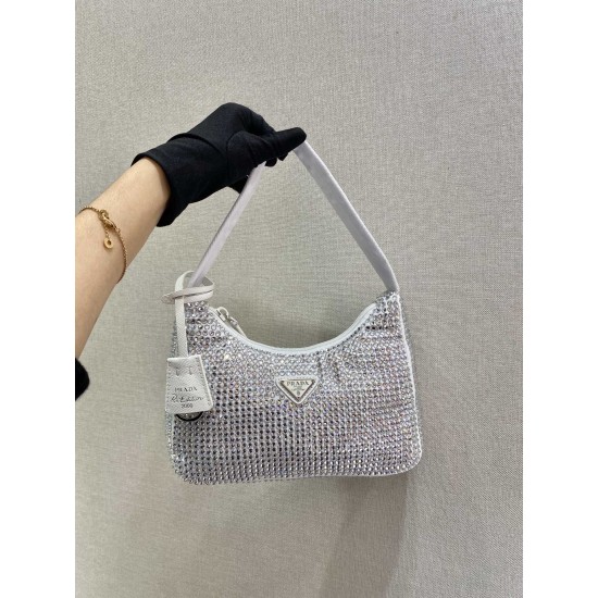 Prada Satin mini-bag with artificial crystals Size: 22x17x6CM