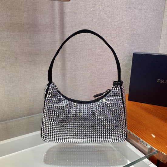 Prada Satin mini-bag with artificial crystals Size: 22x17x6CM