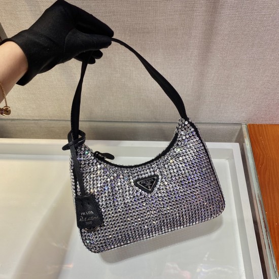 Prada Satin mini-bag with artificial crystals Size: 22x17x6CM