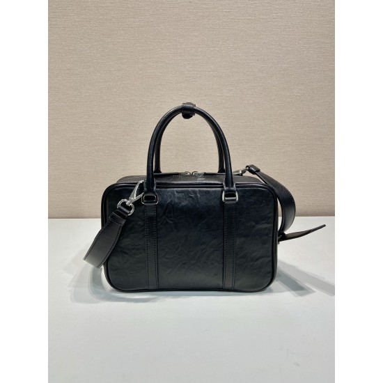 Prada Medium antique nappa leather top handle bag Size: 24x15.5x7CM
