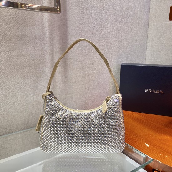 Prada Satin mini-bag with artificial crystals Size: 22x17x6CM