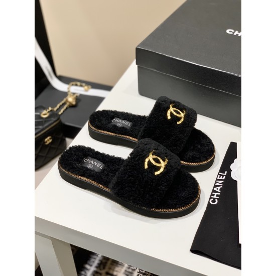 Chanel Lambswool Slippers