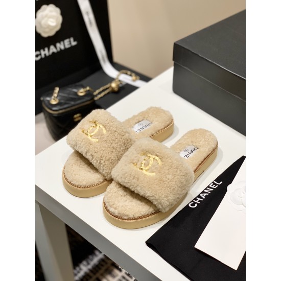 Chanel Lambswool Slippers