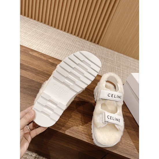 Celine Furry Sandals