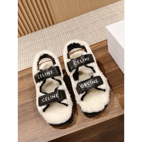 Celine Furry Sandals