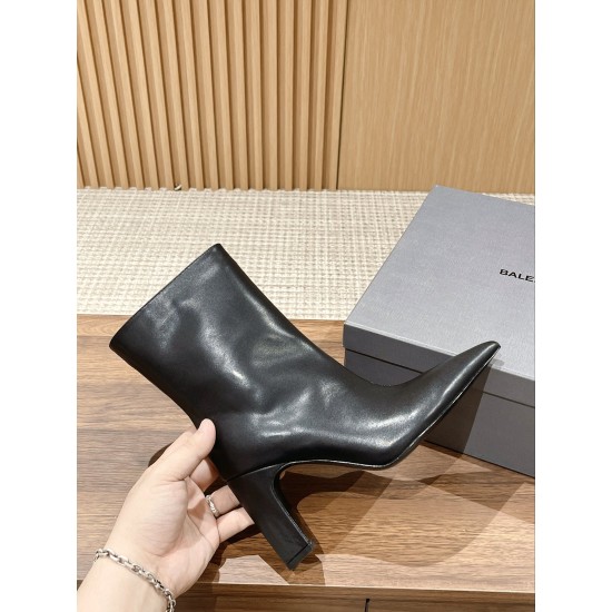 Balenciaga full leather boots Cowhide lining Leather outsole Heel height 9cm
