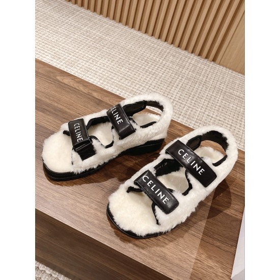 Celine Furry Sandals