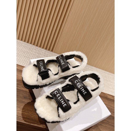 Celine Furry Sandals