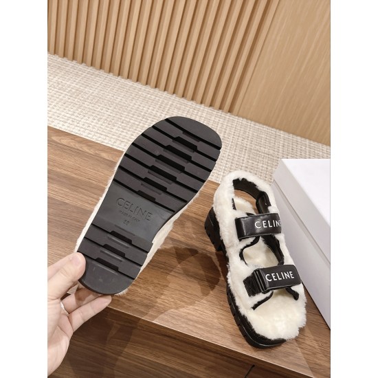 Celine Furry Sandals