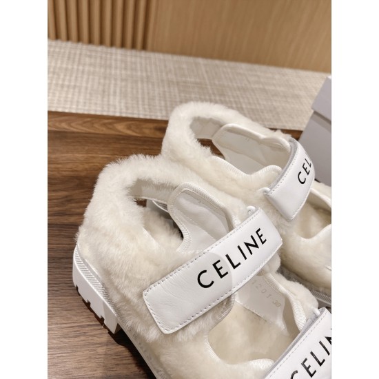 Celine Furry Sandals