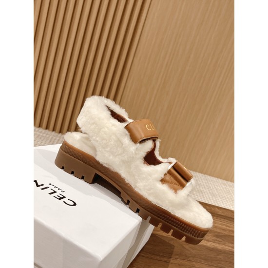 Celine Furry Sandals