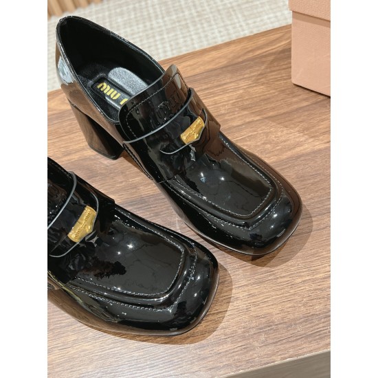 MiuMiu Patent Leather Gold Coin Loafers