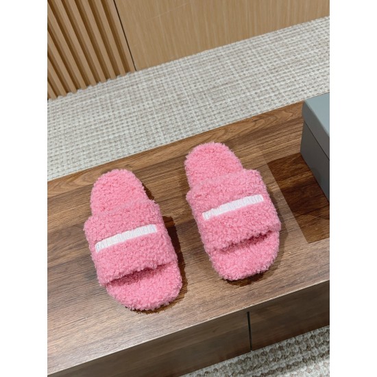 Balenciaga Lambswool Slippers