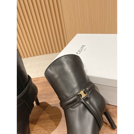 CELINE Calfskin Pointed Toe Boots