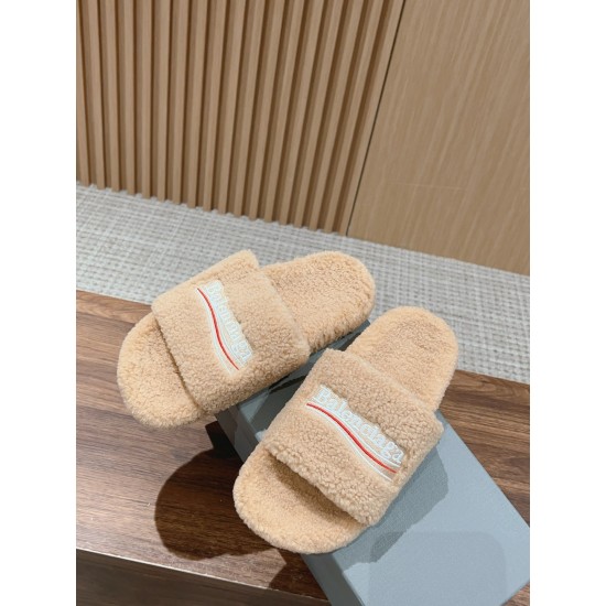 Balenciaga Lambswool Slippers