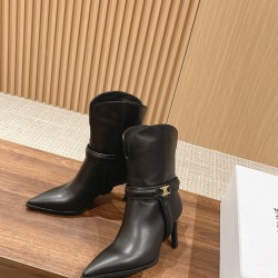 CELINE Calfskin Pointed Toe Boots