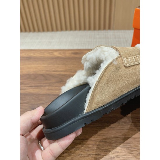 Hermes Wool Half Slippers