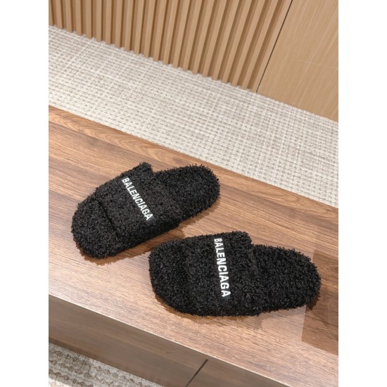 Balenciaga Lambswool Slippers