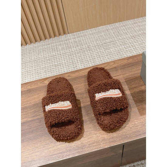 Balenciaga Lambswool Slippers