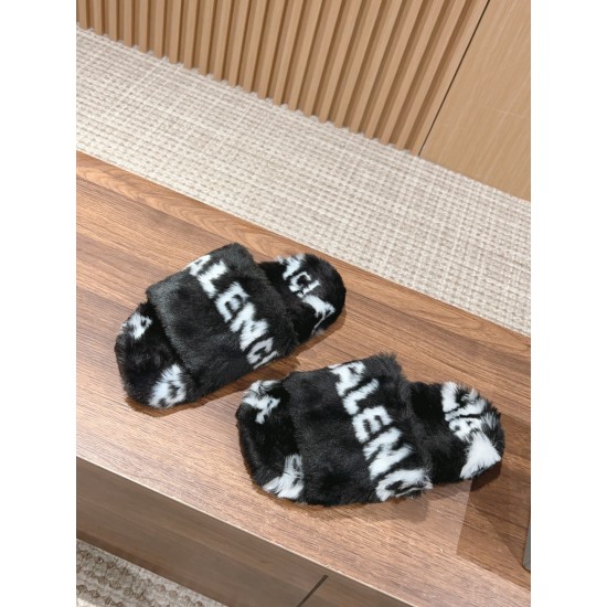 Balenciaga Lambswool Slippers