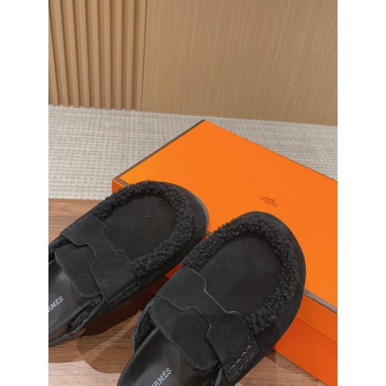 Hermes Wool Half Slippers