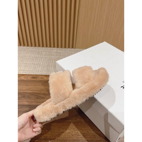 CELINE sheepskin slippers