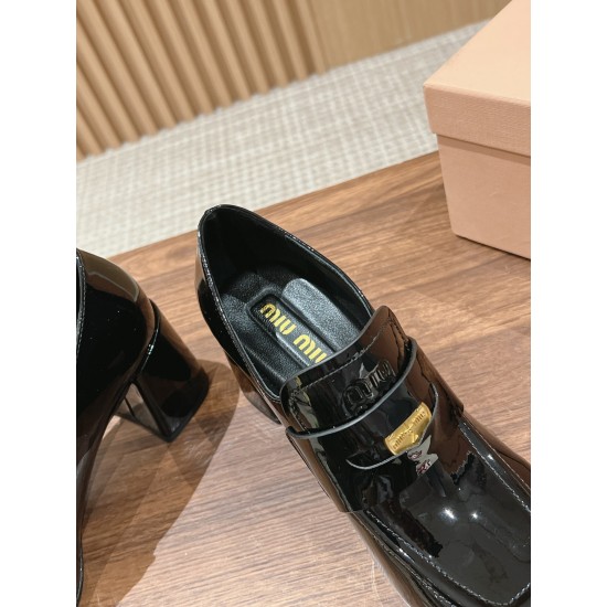 MiuMiu Patent Leather Gold Coin Loafers