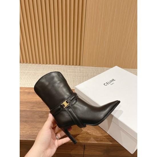 CELINE Calfskin Pointed Toe Boots