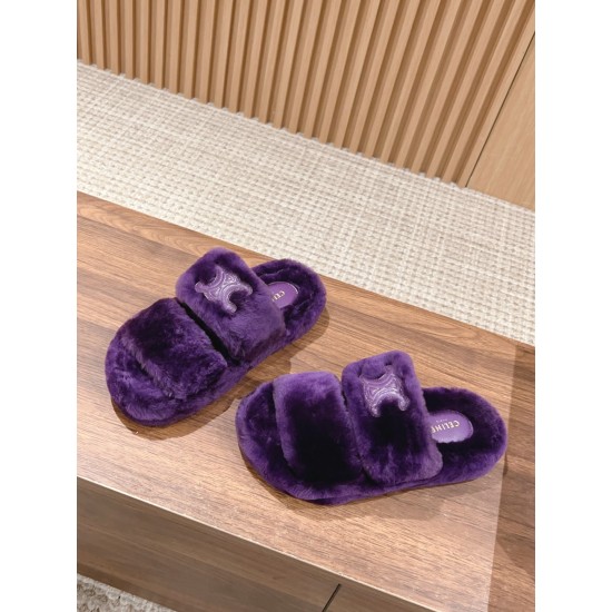 CELINE sheepskin slippers
