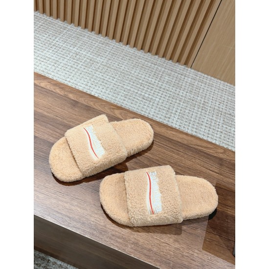 Balenciaga Lambswool Slippers