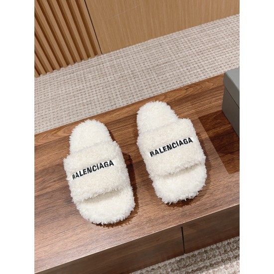 Balenciaga Lambswool Slippers